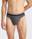 Super Combed Cotton Solid Brief with Ultrasoft Waistband - Charcoal Melange