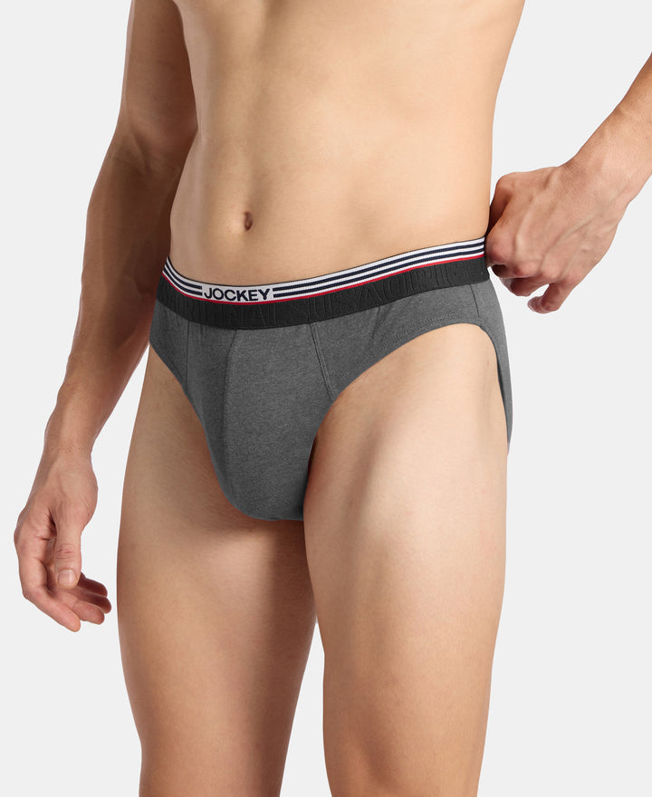Super Combed Cotton Solid Brief with Ultrasoft Waistband - Charcoal Melange