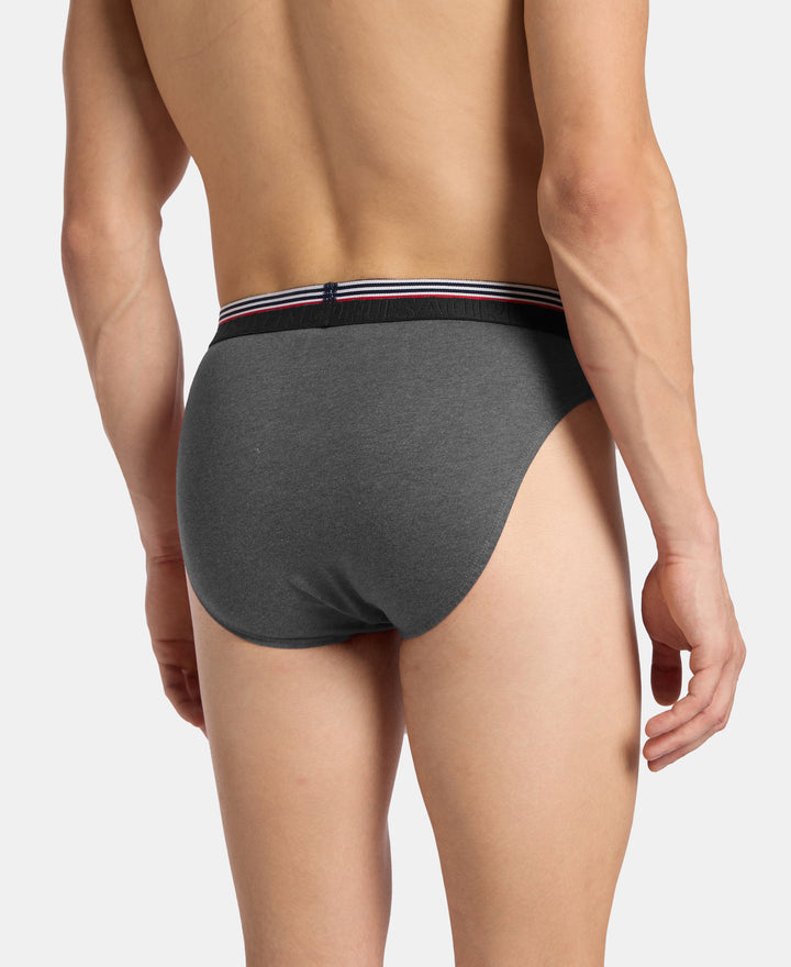 Super Combed Cotton Solid Brief with Ultrasoft Waistband - Charcoal Melange