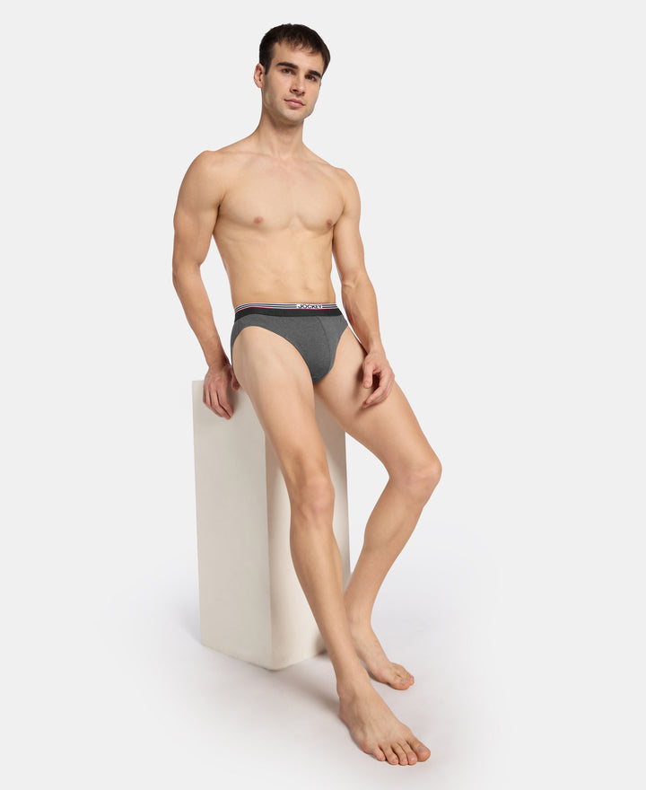 Super Combed Cotton Solid Brief with Ultrasoft Waistband - Charcoal Melange
