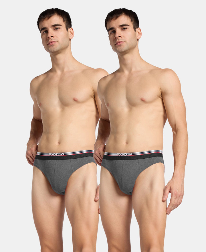Super Combed Cotton Solid Brief with Ultrasoft Waistband - Charcoal Melange (Pack of 2)