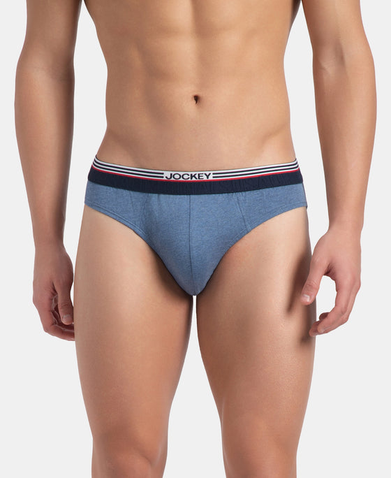 Super Combed Cotton Solid Brief with Ultrasoft Waistband - New Light Denim Melange