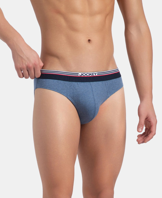 Super Combed Cotton Solid Brief with Ultrasoft Waistband - New Light Denim Melange