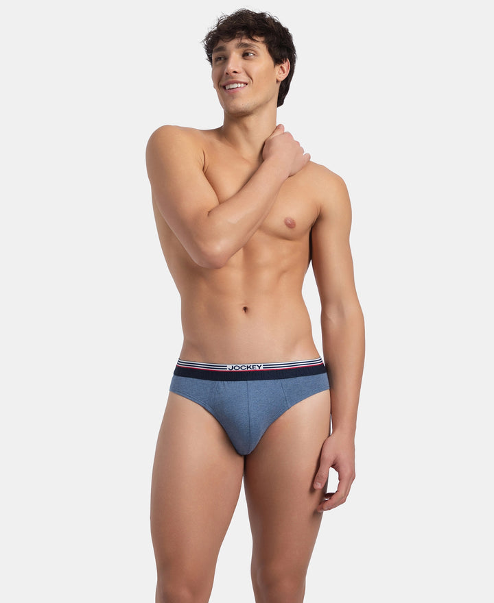 Super Combed Cotton Solid Brief with Ultrasoft Waistband - New Light Denim Melange