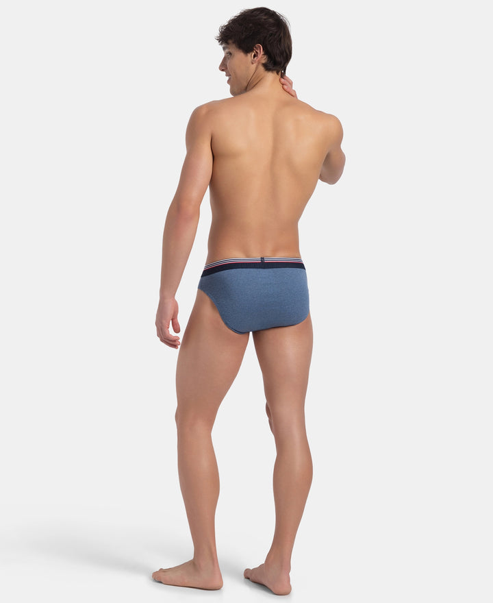 Super Combed Cotton Solid Brief with Ultrasoft Waistband - New Light Denim Melange