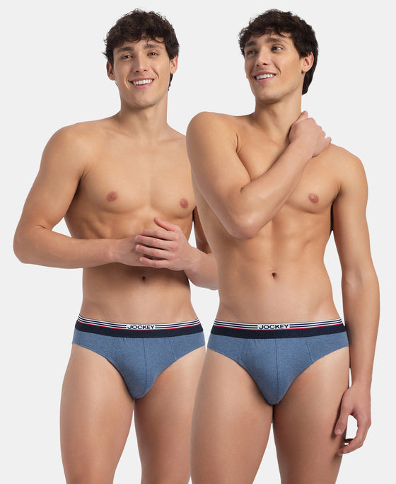 Super Combed Cotton Solid Brief with Ultrasoft Waistband - New Light Denim Melange (Pack of 2)