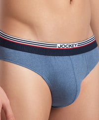 Super Combed Cotton Solid Brief with Ultrasoft Waistband - New Light Denim Melange (Pack of 2)