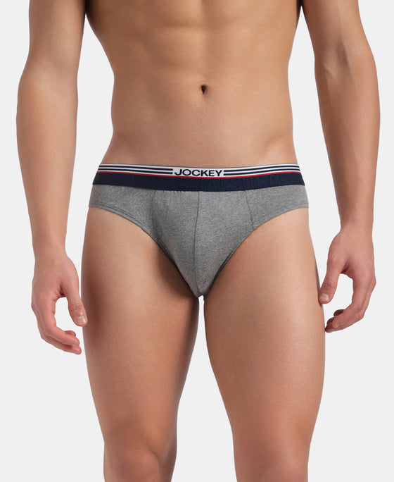 Super Combed Cotton Solid Brief with Ultrasoft Waistband - New Mid Grey Melange