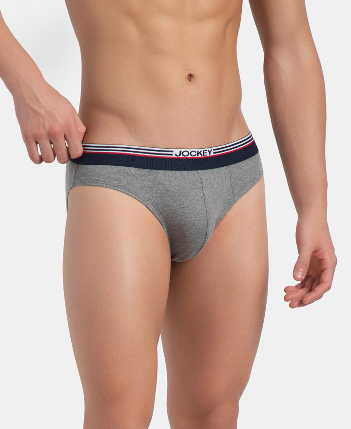Super Combed Cotton Solid Brief with Ultrasoft Waistband - New Mid Grey Melange