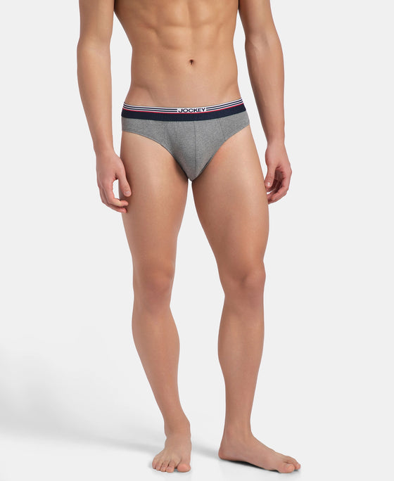 Super Combed Cotton Solid Brief with Ultrasoft Waistband - New Mid Grey Melange