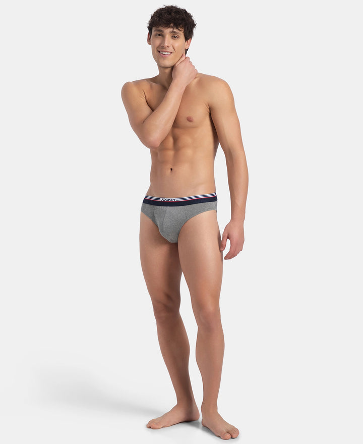 Super Combed Cotton Solid Brief with Ultrasoft Waistband - New Mid Grey Melange