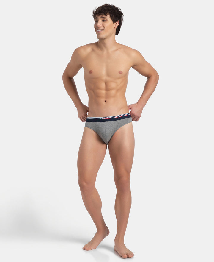 Super Combed Cotton Solid Brief with Ultrasoft Waistband - New Mid Grey Melange (Pack of 2)