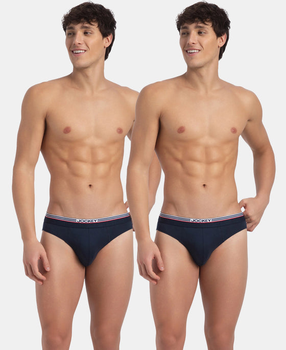 Super Combed Cotton Solid Brief with Ultrasoft Waistband - New Navy (Pack of 2)