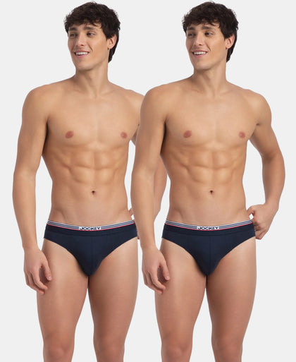 Super Combed Cotton Solid Brief with Ultrasoft Waistband - New Navy (Pack of 2)