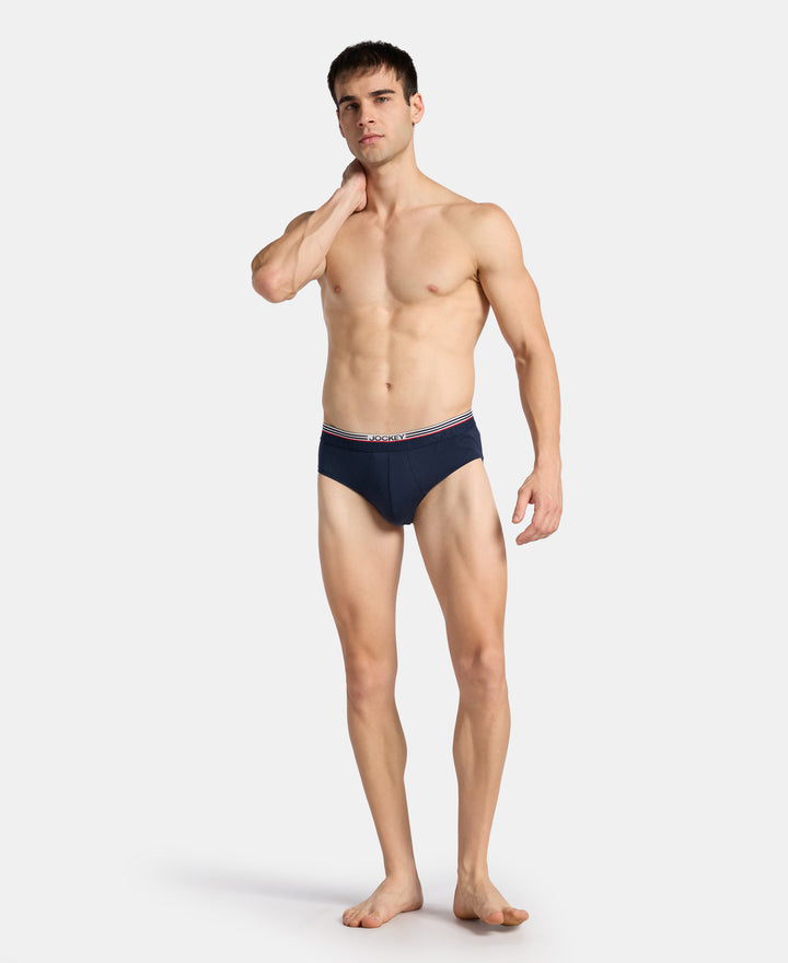 Super Combed Cotton Solid Brief with Ultrasoft Waistband - Navy