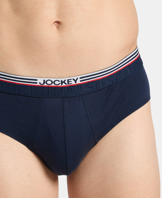 Super Combed Cotton Solid Brief with Ultrasoft Waistband - Navy