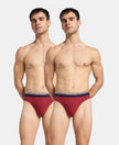 Super Combed Cotton Solid Brief with Ultrasoft Waistband - Red Melange (Pack of 2)