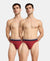 Super Combed Cotton Solid Brief with Ultrasoft Waistband - Red Melange (Pack of 2)