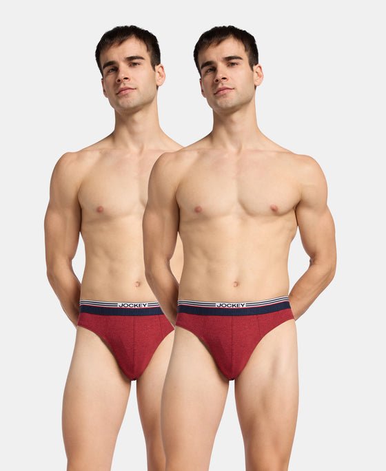 Super Combed Cotton Solid Brief with Ultrasoft Waistband - Red Melange (Pack of 2)