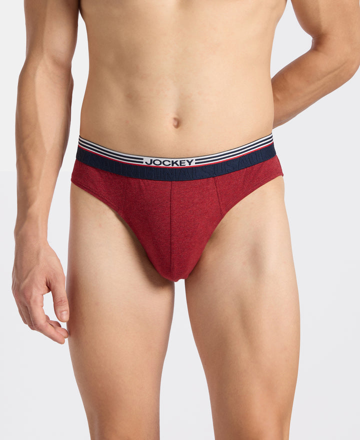 Super Combed Cotton Solid Brief with Ultrasoft Waistband - Red Melange (Pack of 2)