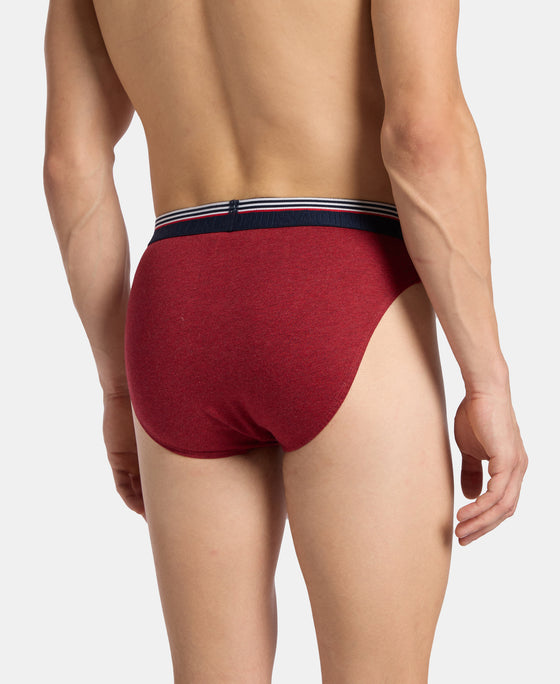 Super Combed Cotton Solid Brief with Ultrasoft Waistband - Red Melange (Pack of 2)