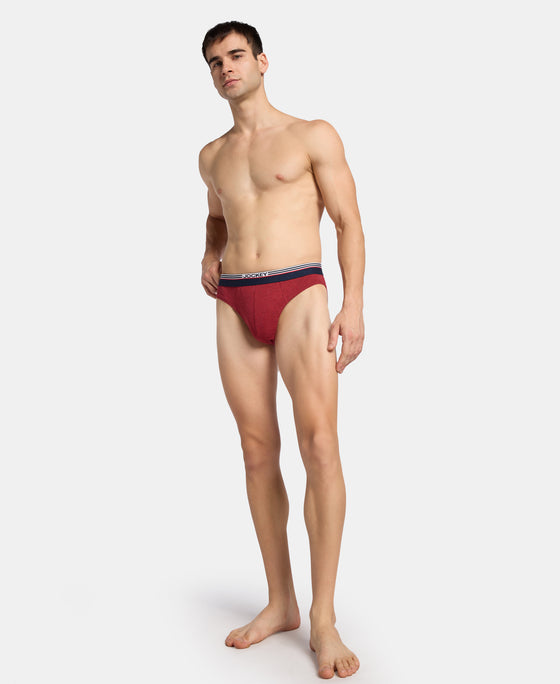 Super Combed Cotton Solid Brief with Ultrasoft Waistband - Red Melange (Pack of 2)