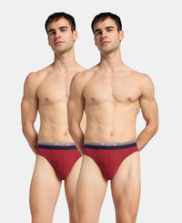 Super Combed Cotton Solid Brief with Ultrasoft Waistband - Red Melange (Pack of 2)