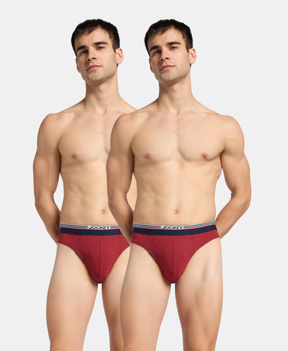 Super Combed Cotton Solid Brief with Ultrasoft Waistband - Red Melange (Pack of 2)
