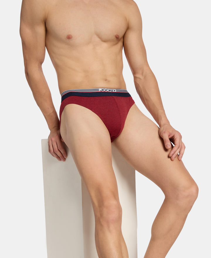 Super Combed Cotton Solid Brief with Ultrasoft Waistband - Red Melange (Pack of 2)