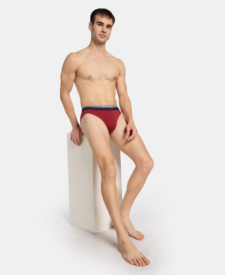 Super Combed Cotton Solid Brief with Ultrasoft Waistband - Red Melange (Pack of 2)