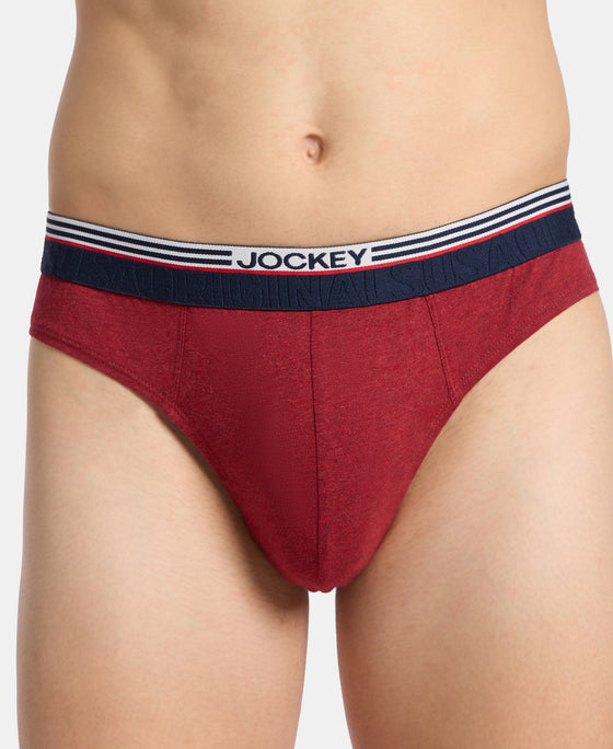 Super Combed Cotton Solid Brief with Ultrasoft Waistband - Red Melange (Pack of 2)