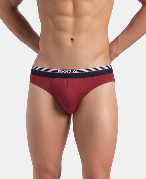 Super Combed Cotton Solid Brief with Ultrasoft Waistband - New Red Melange