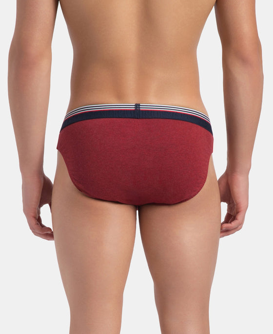 Super Combed Cotton Solid Brief with Ultrasoft Waistband - New Red Melange