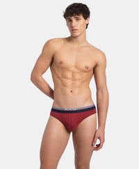 Super Combed Cotton Solid Brief with Ultrasoft Waistband - New Red Melange