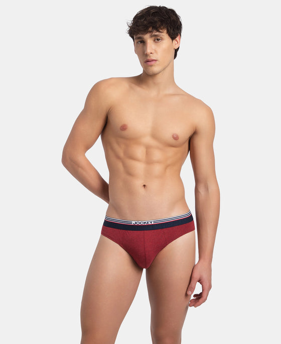 Super Combed Cotton Solid Brief with Ultrasoft Waistband - New Red Melange