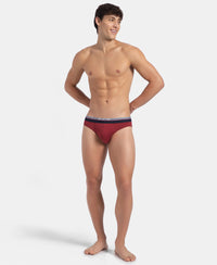 Super Combed Cotton Solid Brief with Ultrasoft Waistband - New Red Melange