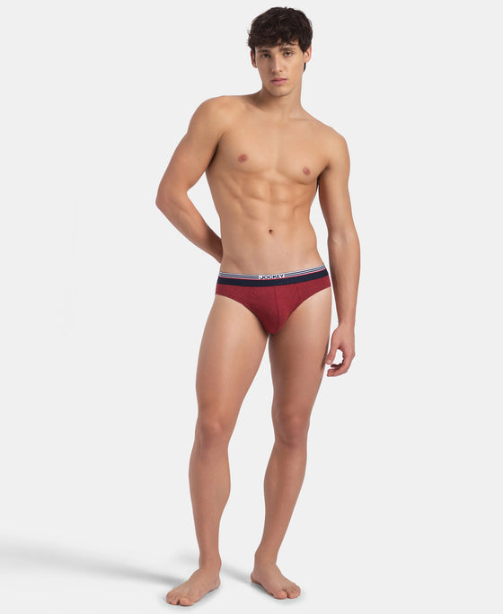 Super Combed Cotton Solid Brief with Ultrasoft Waistband - New Red Melange (Pack of 2)