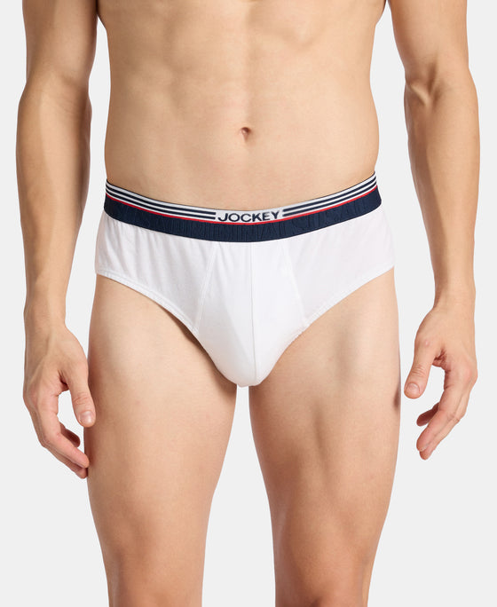 Super Combed Cotton Solid Brief with Ultrasoft Waistband - White