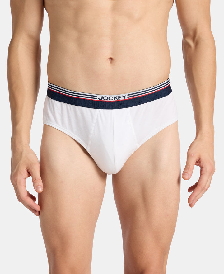 Super Combed Cotton Solid Brief with Ultrasoft Waistband - White