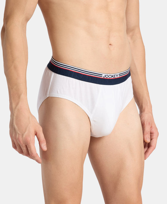 Super Combed Cotton Solid Brief with Ultrasoft Waistband - White