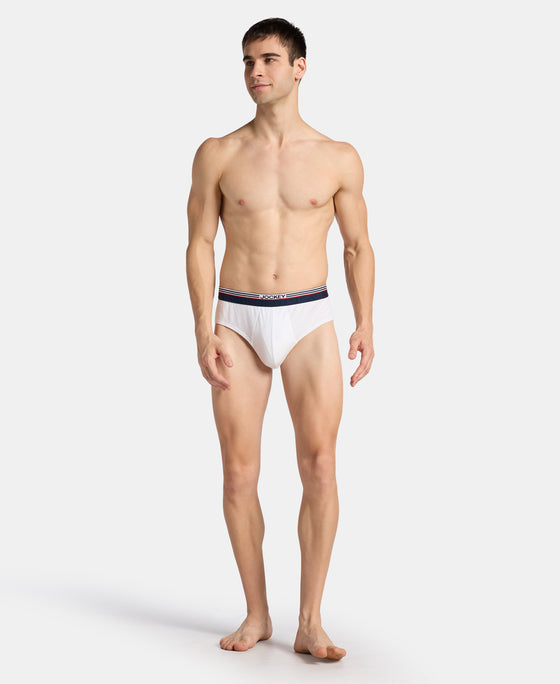 Super Combed Cotton Solid Brief with Ultrasoft Waistband - White