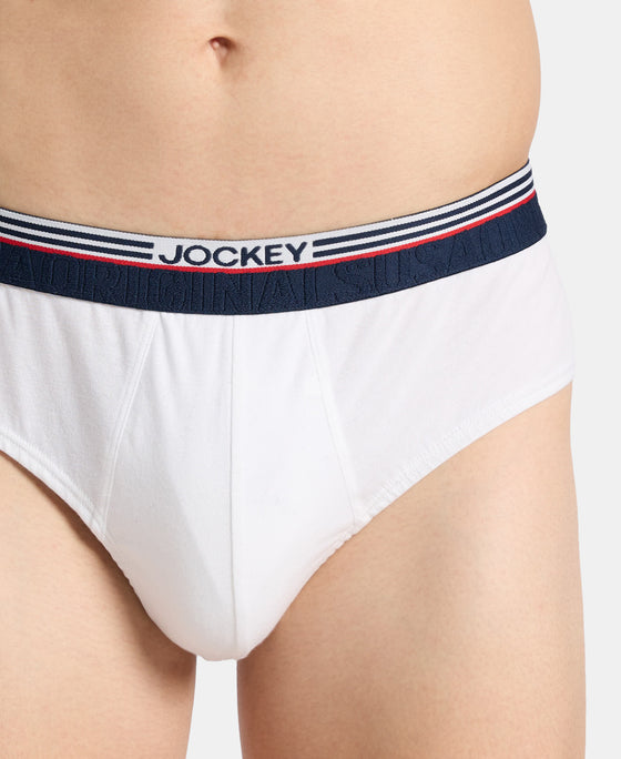Super Combed Cotton Solid Brief with Ultrasoft Waistband - White