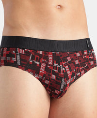Super Combed Cotton Printed Brief with Ultrasoft Waistband - Black & Red (Pack of 2)