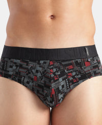Super Combed Cotton Printed Brief with Ultrasoft Waistband - Black & Red (Pack of 2)