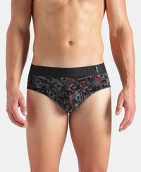 Super Combed Cotton Printed Brief with Ultrasoft Waistband - Black & Red (Pack of 2)