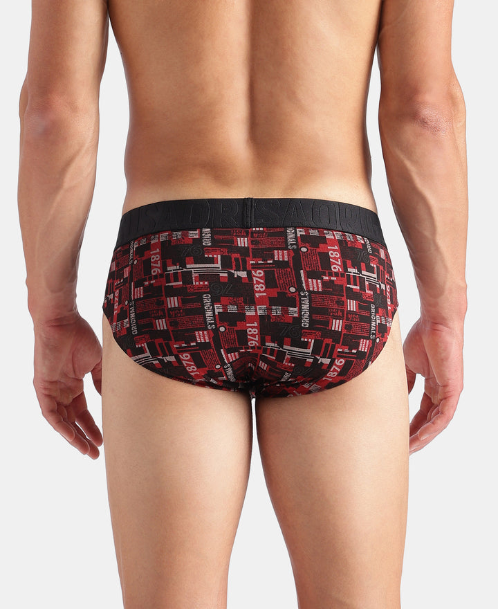 Super Combed Cotton Printed Brief with Ultrasoft Waistband - Black & Red (Pack of 2)