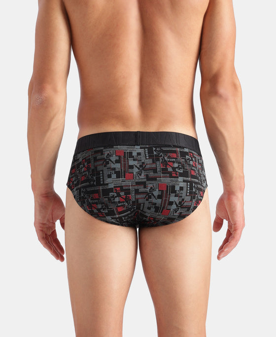 Super Combed Cotton Printed Brief with Ultrasoft Waistband - Black & Red (Pack of 2)