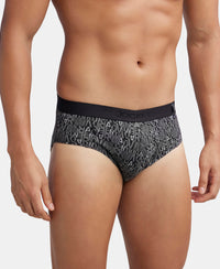 Super Combed Cotton Printed Brief with Ultrasoft Waistband - Black