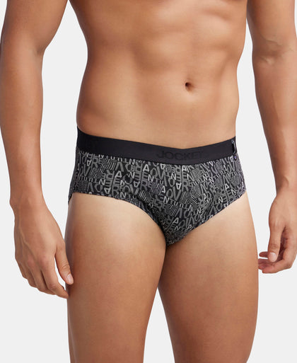 Super Combed Cotton Printed Brief with Ultrasoft Waistband - Black