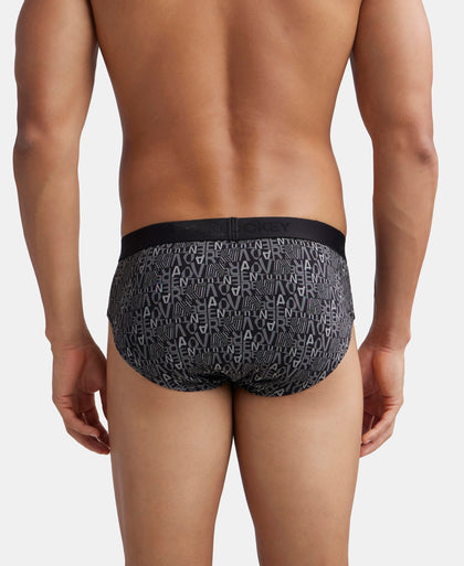 Super Combed Cotton Printed Brief with Ultrasoft Waistband - Black